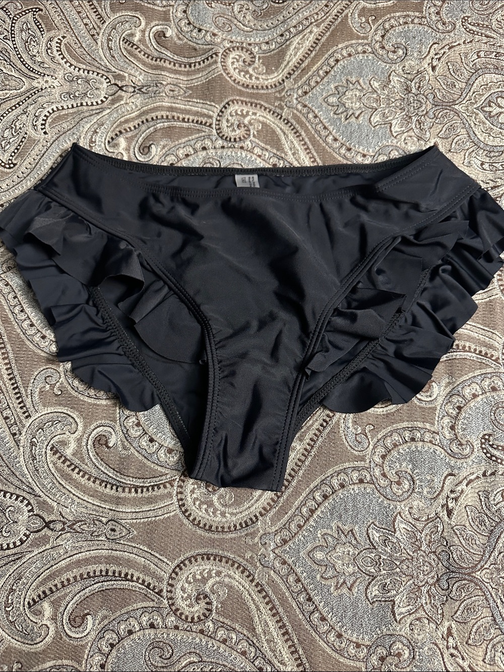 Ruffled Hipster Swim Bottoms in Black - Women's Bikini
